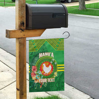 Personalized Manu'a Cession Day Garden Flag Tropical Flowers With Polynesian Pattern