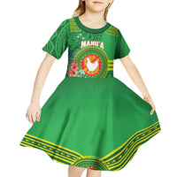 Personalized Manu'a Cession Day Kid Short Sleeve Dress Tropical Flowers With Polynesian Pattern