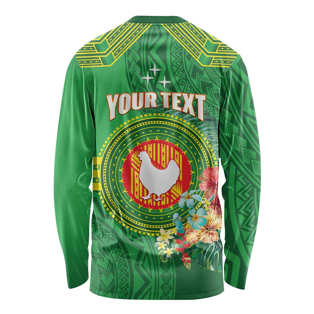 Personalized Manu'a Cession Day Long Sleeve Shirt Tropical Flowers With Polynesian Pattern LT14 - Polynesian Pride