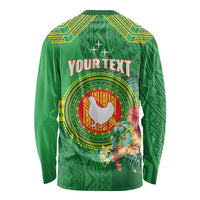 Personalized Manu'a Cession Day Long Sleeve Shirt Tropical Flowers With Polynesian Pattern LT14 - Polynesian Pride