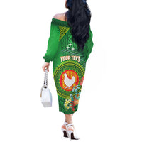 Personalized Manu'a Cession Day Off The Shoulder Long Sleeve Dress Tropical Flowers With Polynesian Pattern