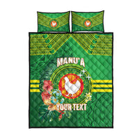 Personalized Manu'a Cession Day Quilt Bed Set Tropical Flowers With Polynesian Pattern