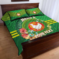 Personalized Manu'a Cession Day Quilt Bed Set Tropical Flowers With Polynesian Pattern