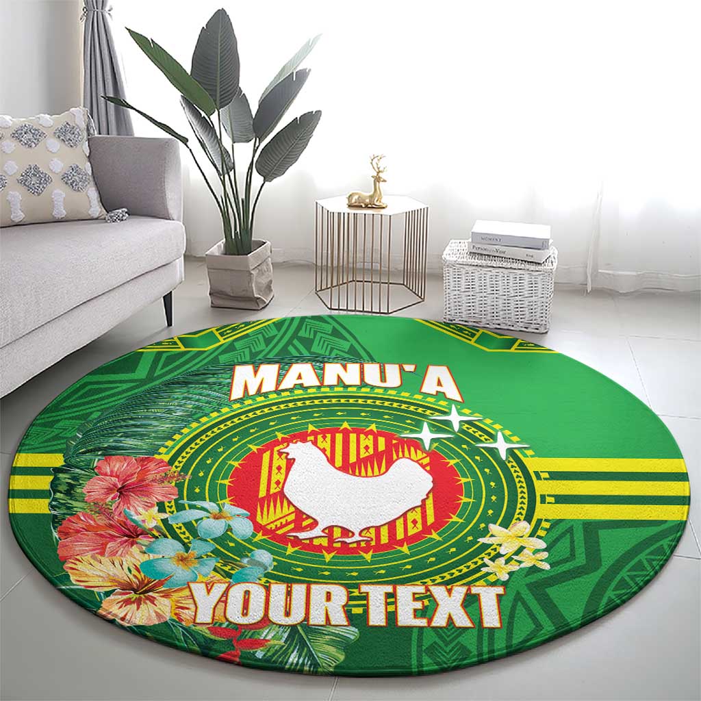 Personalized Manu'a Cession Day Round Carpet Tropical Flowers With Polynesian Pattern