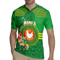 Personalized Manu'a Cession Day Rugby Jersey Tropical Flowers With Polynesian Pattern