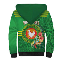 Personalized Manu'a Cession Day Sherpa Hoodie Tropical Flowers With Polynesian Pattern