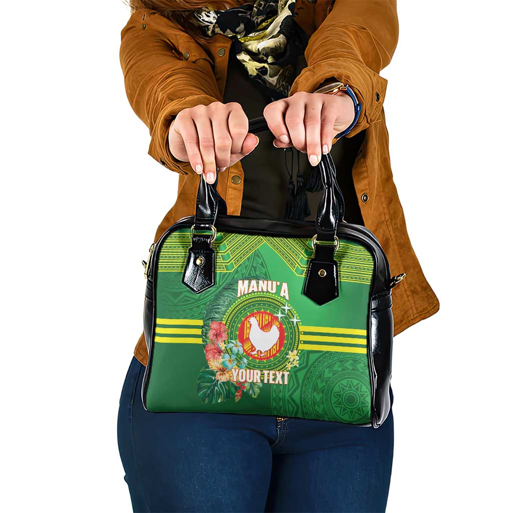 Personalized Manu'a Cession Day Shoulder Handbag Tropical Flowers With Polynesian Pattern