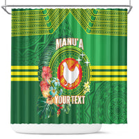 Personalized Manu'a Cession Day Shower Curtain Tropical Flowers With Polynesian Pattern