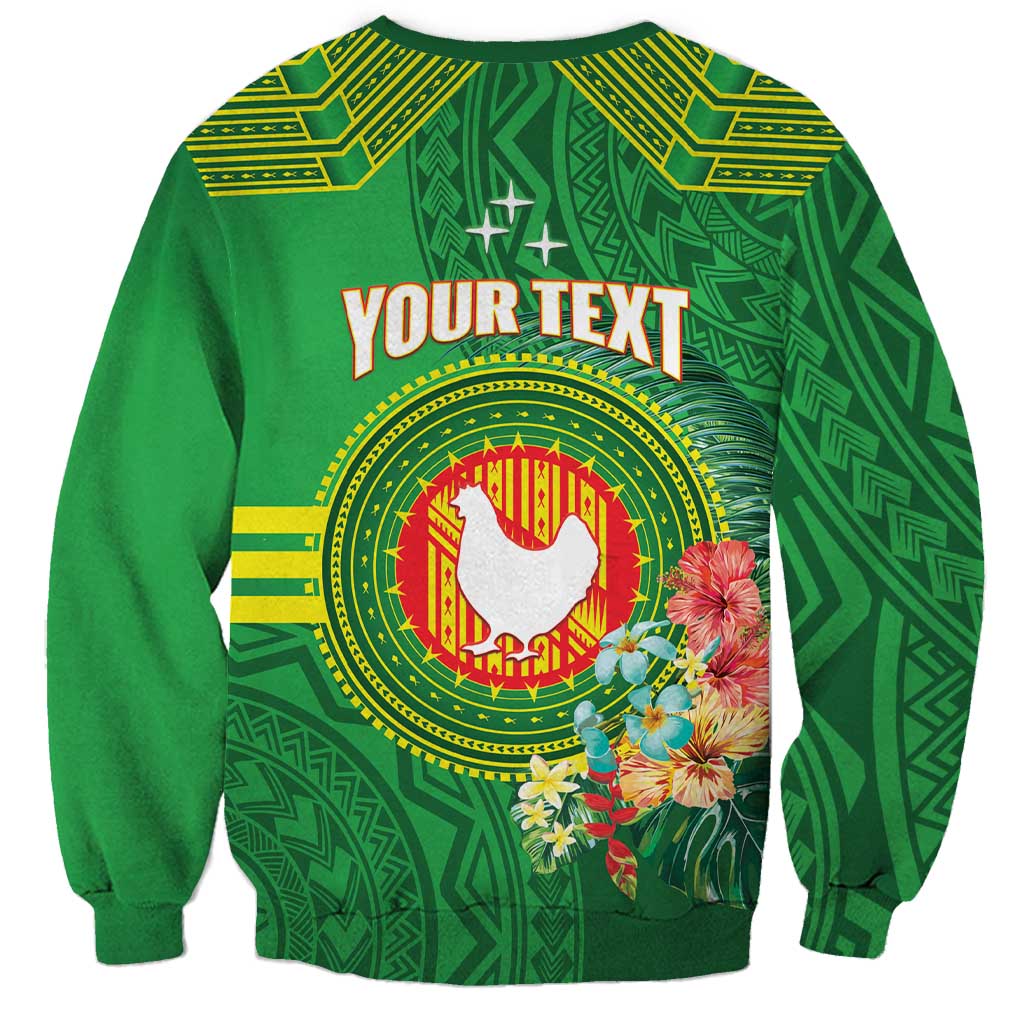 Personalized Manu'a Cession Day Sweatshirt Tropical Flowers With Polynesian Pattern LT14 - Polynesian Pride