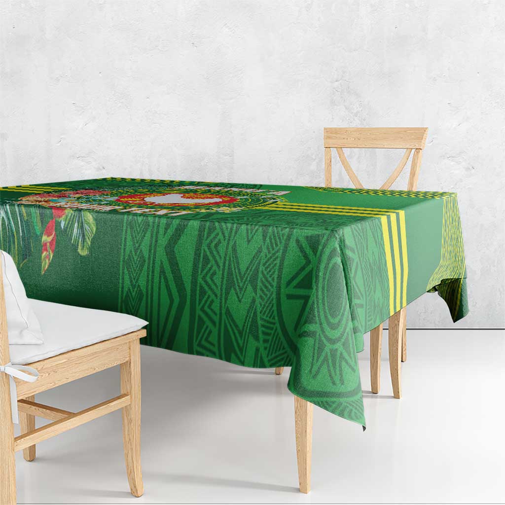 Personalized Manu'a Cession Day Tablecloth Tropical Flowers With Polynesian Pattern