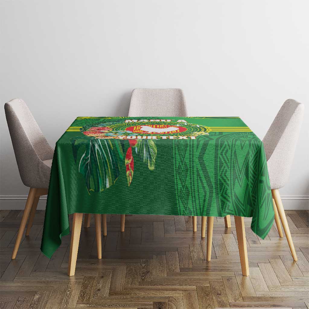 Personalized Manu'a Cession Day Tablecloth Tropical Flowers With Polynesian Pattern