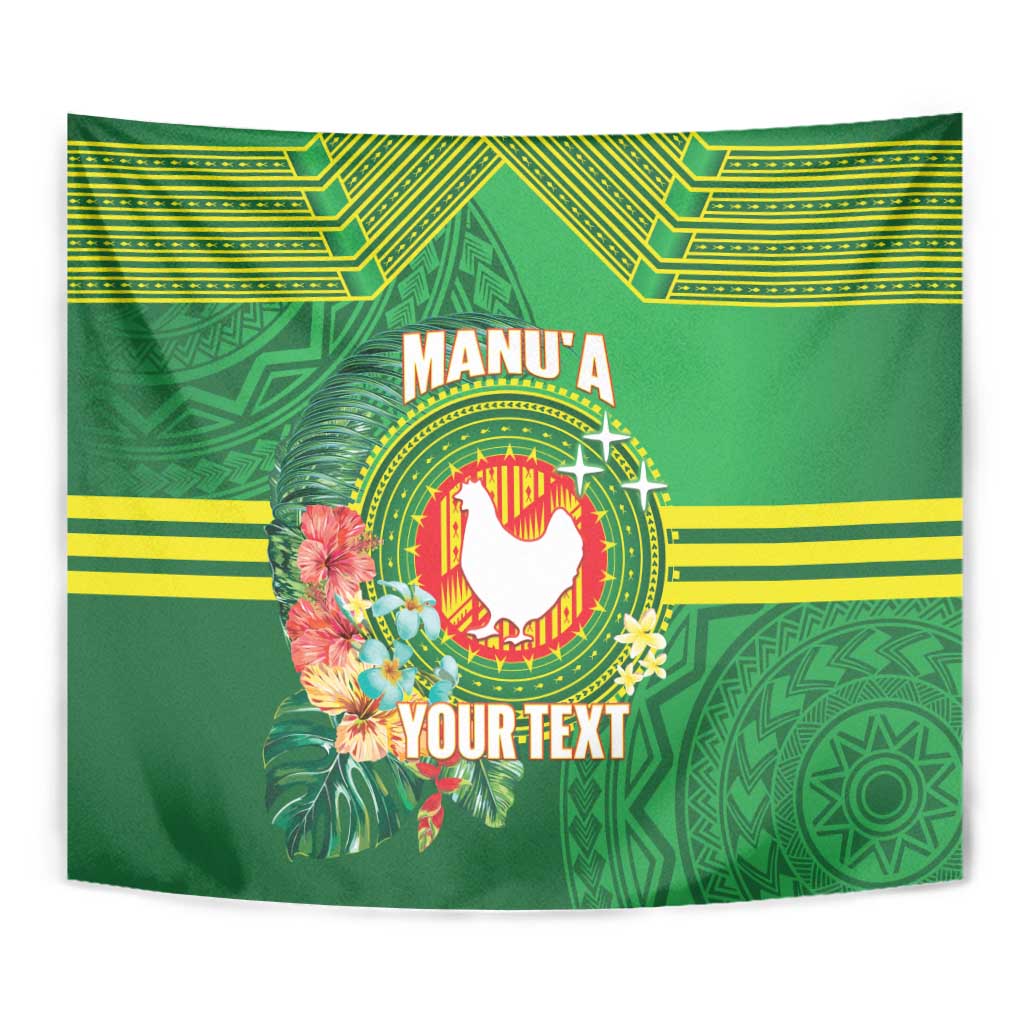 Personalized Manu'a Cession Day Tapestry Tropical Flowers With Polynesian Pattern