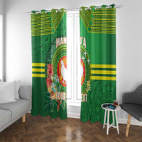 Personalized Manu'a Cession Day Window Curtain Tropical Flowers With Polynesian Pattern