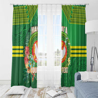 Personalized Manu'a Cession Day Window Curtain Tropical Flowers With Polynesian Pattern