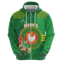 Personalized Manu'a Cession Day Zip Hoodie Tropical Flowers With Polynesian Pattern LT14 - Polynesian Pride