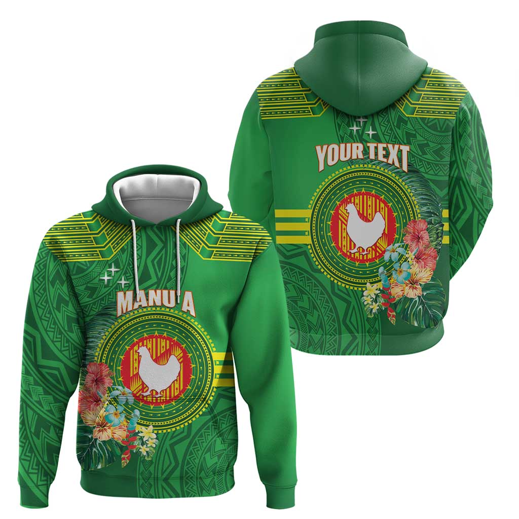 Personalized Manu'a Cession Day Zip Hoodie Tropical Flowers With Polynesian Pattern LT14 - Polynesian Pride