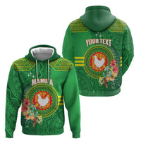 Personalized Manu'a Cession Day Zip Hoodie Tropical Flowers With Polynesian Pattern LT14 - Polynesian Pride