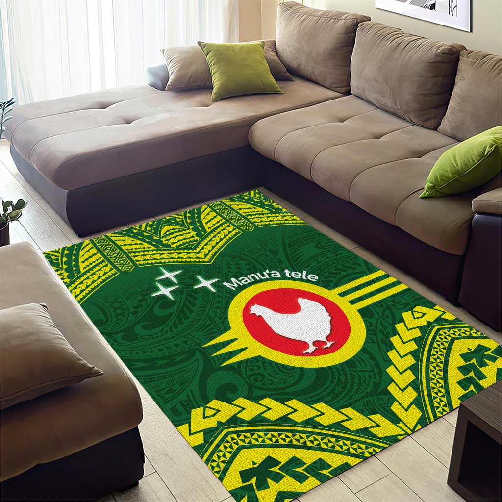 Manu'a Flag Day Area Rug Polynesian Pattern National Color Proud