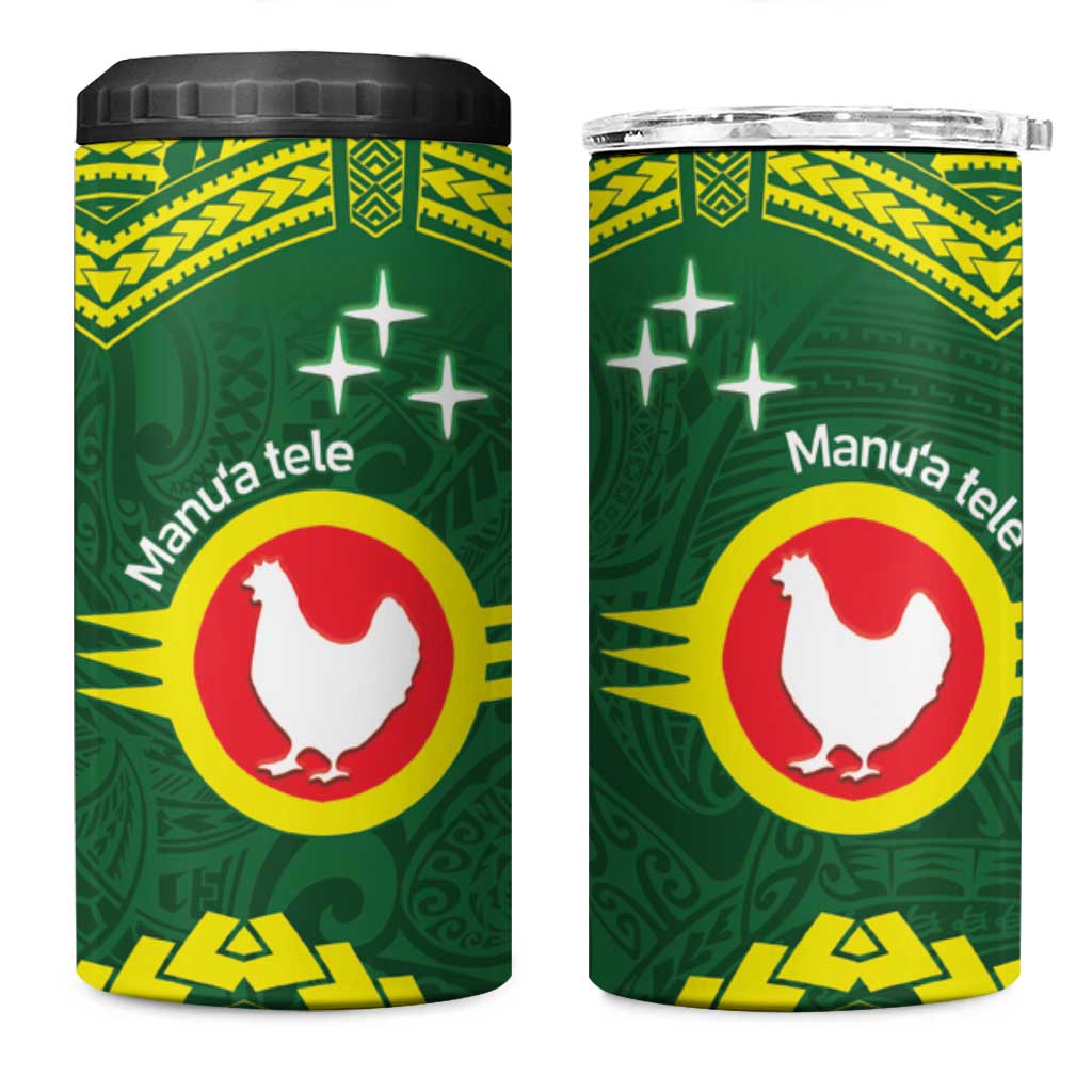 Manu'a Flag Day 4 in 1 Can Cooler Tumbler Polynesian Pattern National Color Proud