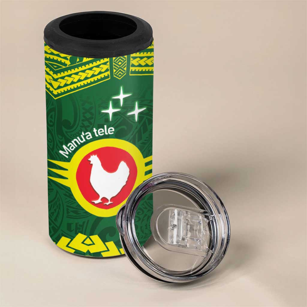 Manu'a Flag Day 4 in 1 Can Cooler Tumbler Polynesian Pattern National Color Proud