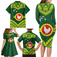 Manu'a Flag Day Family Matching Long Sleeve Bodycon Dress and Hawaiian Shirt Polynesian Pattern National Color Proud LT14 - Polynesian Pride