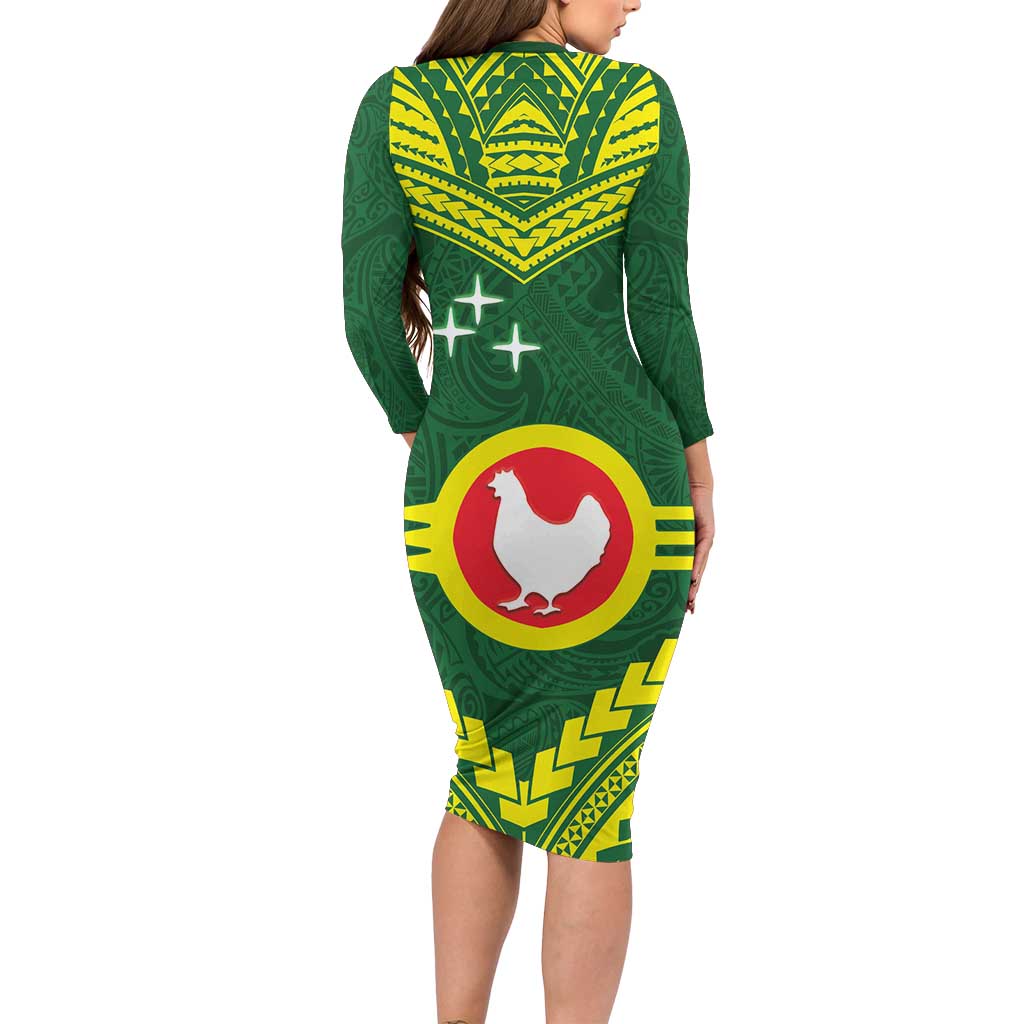 Manu'a Flag Day Family Matching Long Sleeve Bodycon Dress and Hawaiian Shirt Polynesian Pattern National Color Proud LT14 - Polynesian Pride