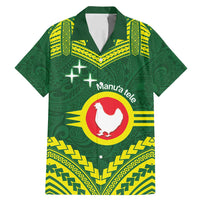 Manu'a Flag Day Family Matching Mermaid Dress and Hawaiian Shirt Polynesian Pattern National Color Proud LT14 Dad's Shirt - Short Sleeve Green - Polynesian Pride
