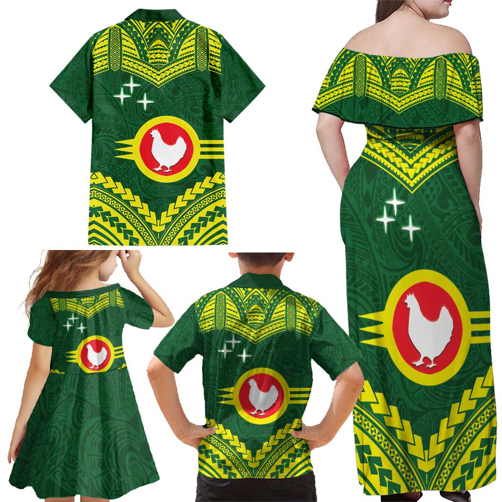Manu'a Flag Day Family Matching Off Shoulder Maxi Dress and Hawaiian Shirt Polynesian Pattern National Color Proud LT14 - Polynesian Pride