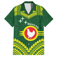 Manu'a Flag Day Family Matching Off Shoulder Maxi Dress and Hawaiian Shirt Polynesian Pattern National Color Proud LT14 Dad's Shirt - Short Sleeve Green - Polynesian Pride