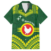 Manu'a Flag Day Family Matching Short Sleeve Bodycon Dress and Hawaiian Shirt Polynesian Pattern National Color Proud LT14 Dad's Shirt - Short Sleeve Green - Polynesian Pride