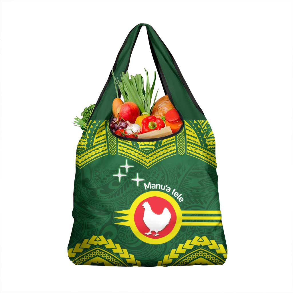 Manu'a Flag Day Grocery Bag Polynesian Pattern National Color Proud