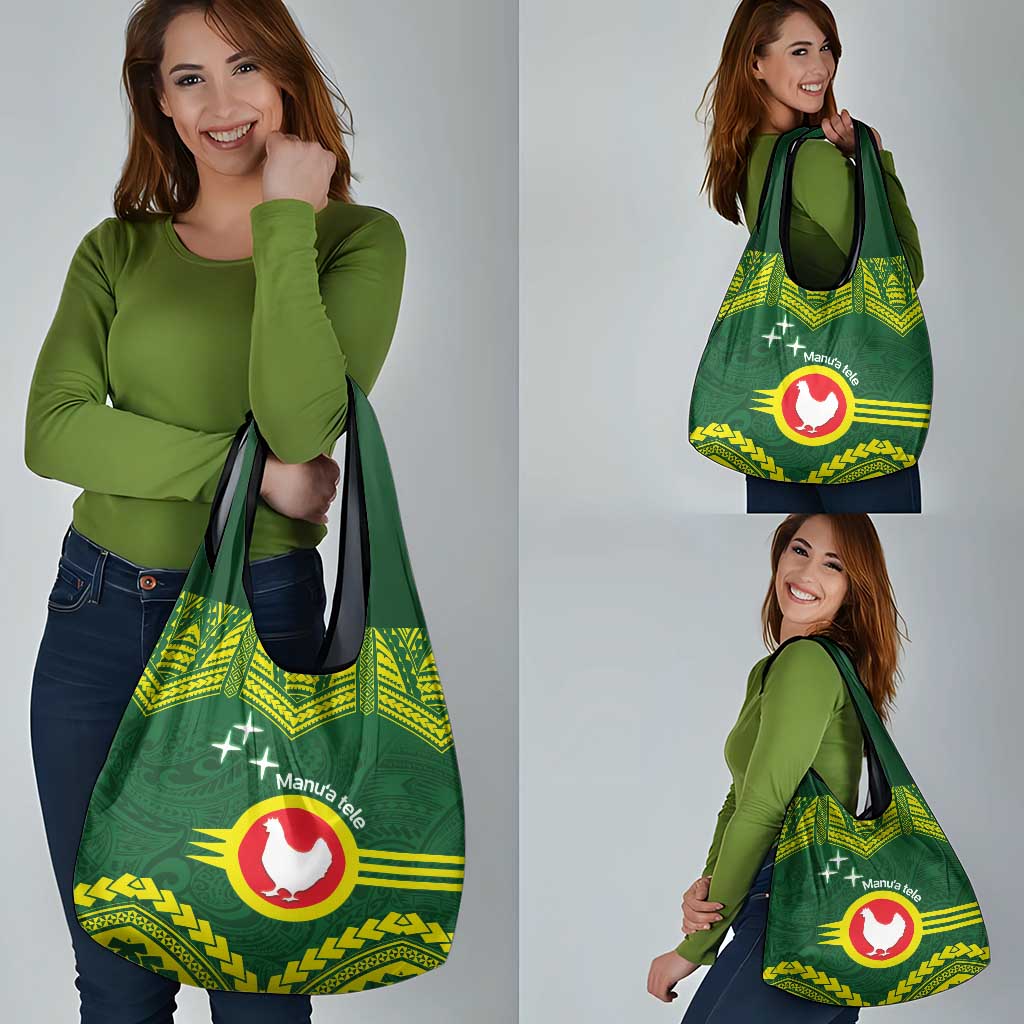 Manu'a Flag Day Grocery Bag Polynesian Pattern National Color Proud