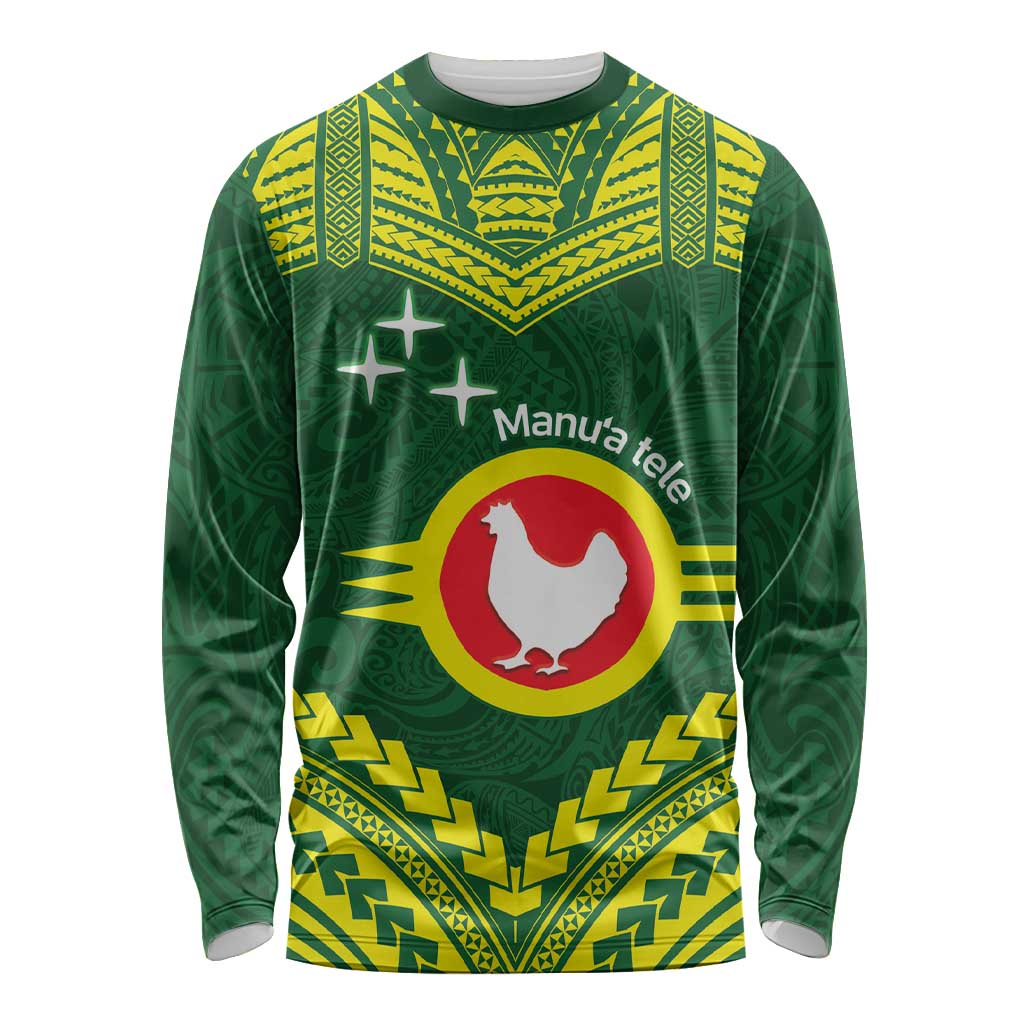 Manu'a Flag Day Long Sleeve Shirt Polynesian Pattern National Color Proud