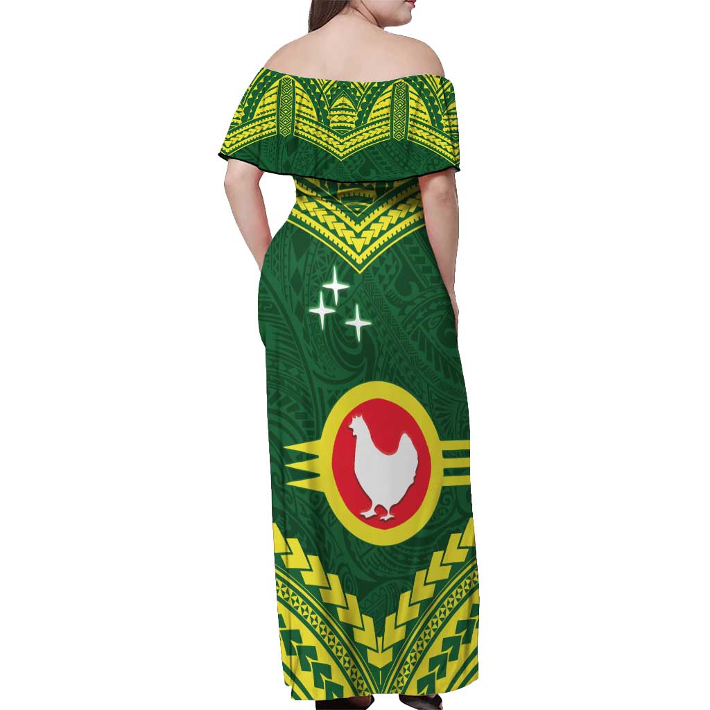 Manu'a Flag Day Off Shoulder Maxi Dress Polynesian Pattern National Color Proud