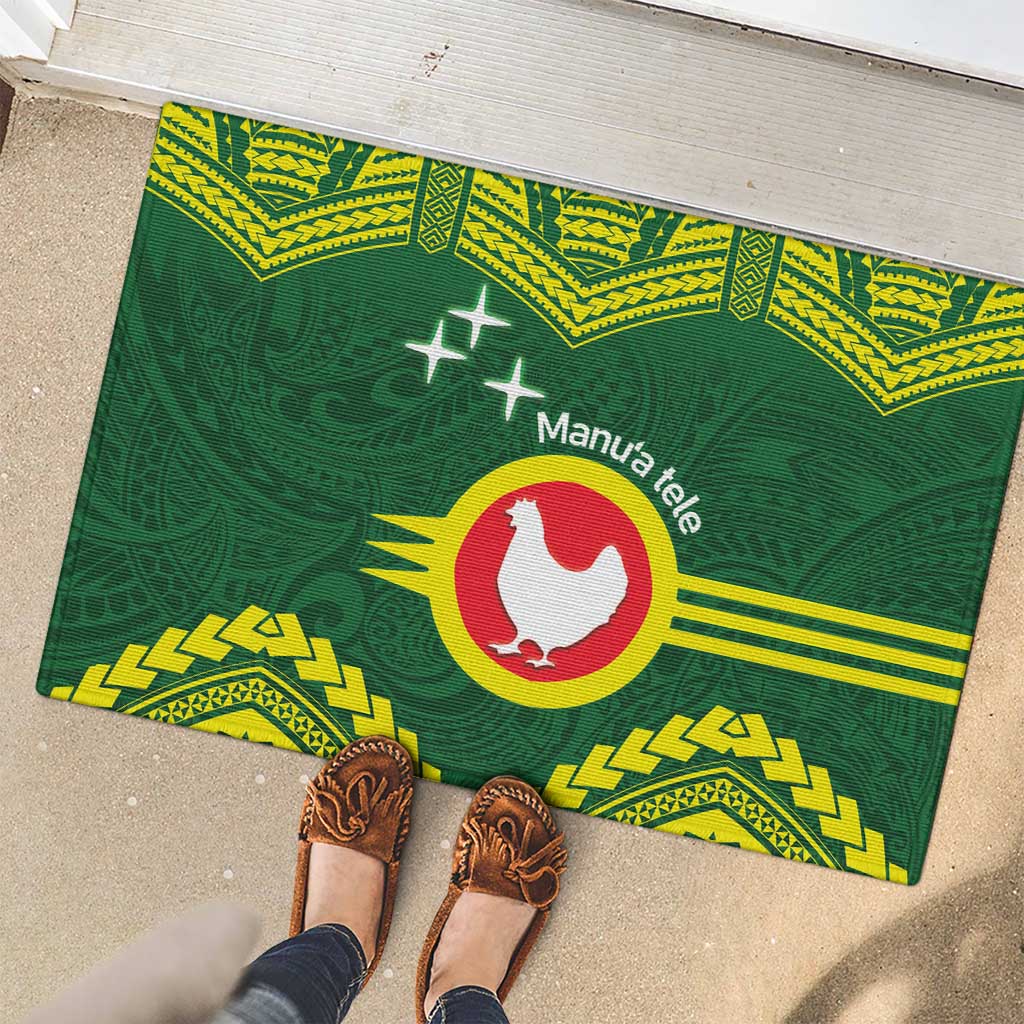 Manu'a Flag Day Rubber Doormat Polynesian Pattern National Color Proud