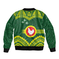 Manu'a Flag Day Sleeve Zip Bomber Jacket Polynesian Pattern National Color Proud LT14 - Polynesian Pride