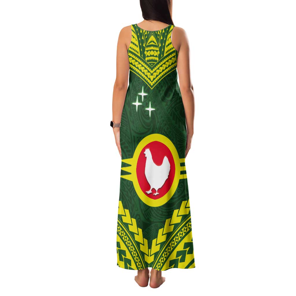 Manu'a Flag Day Tank Maxi Dress Polynesian Pattern National Color Proud