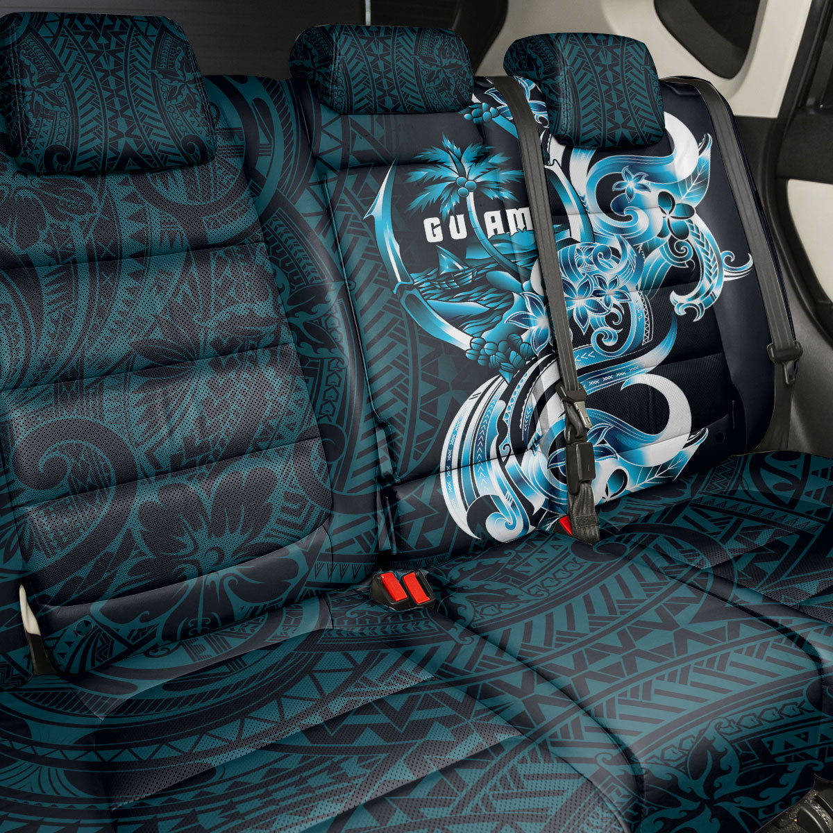Asut Guam Chamorro Back Car Seat Cover Guahan Seal Tattoo LT14 - Polynesian Pride