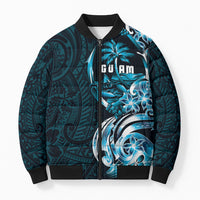 Asut Guam Chamorro Bomber Puffer Jacket Guahan Seal Tattoo LT14 Unisex Blue - Polynesian Pride