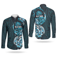 Asut Guam Chamorro Couples Matching Puletasi and Long Sleeve Button Shirt Guahan Seal Tattoo LT14 - Polynesian Pride