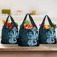Asut Guam Chamorro Grocery Bag Guahan Seal Tattoo LT14 3-pack One Size Blue - Polynesian Pride