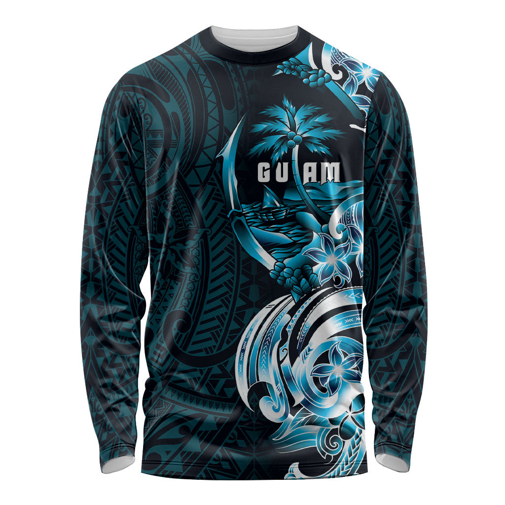 Asut Guam Chamorro Long Sleeve Shirt Guahan Seal Tattoo LT14 Unisex Blue - Polynesian Pride