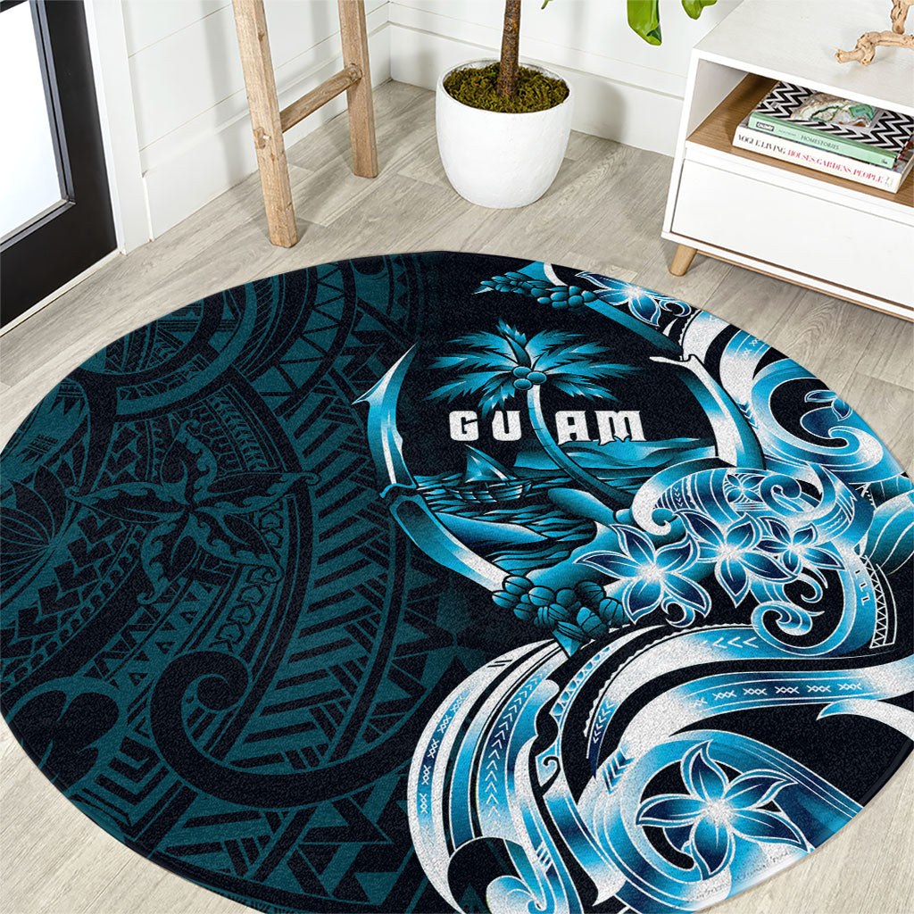 Asut Guam Chamorro Round Carpet Guahan Seal Tattoo LT14 Blue - Polynesian Pride
