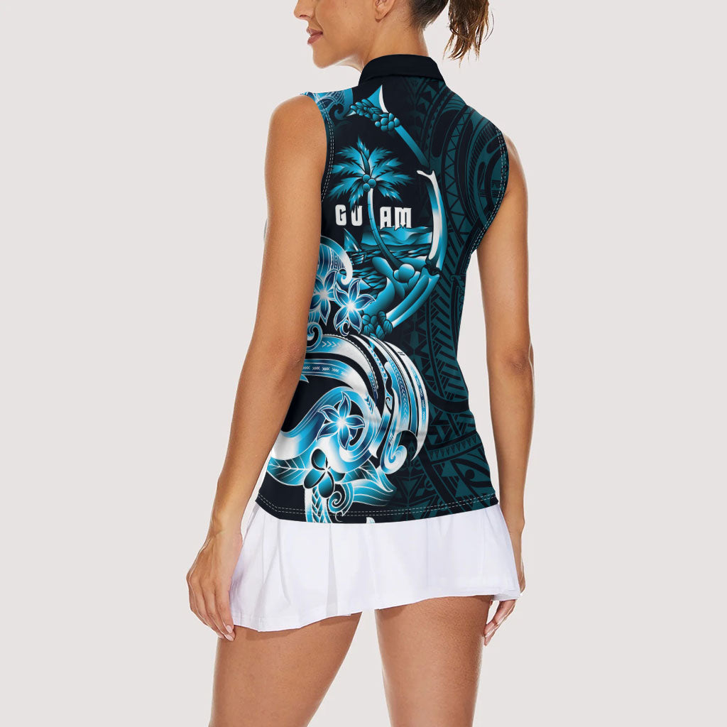 Asut Guam Chamorro Women Sleeveless Polo Shirt Guahan Seal Tattoo LT14 - Polynesian Pride