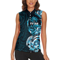 Asut Guam Chamorro Women Sleeveless Polo Shirt Guahan Seal Tattoo LT14 - Polynesian Pride