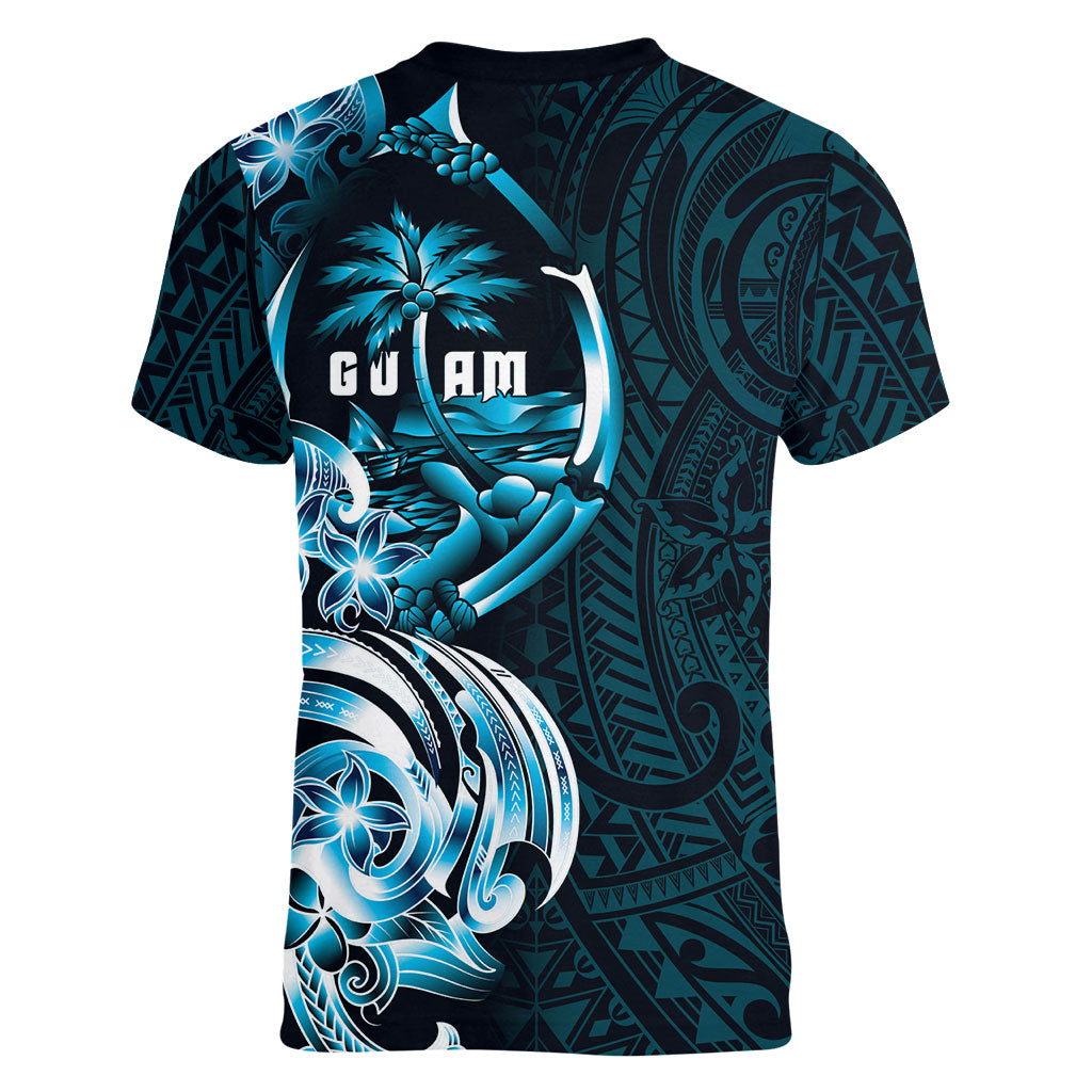 Asut Guam Chamorro Women V-Neck T-Shirt Guahan Seal Tattoo LT14 - Polynesian Pride