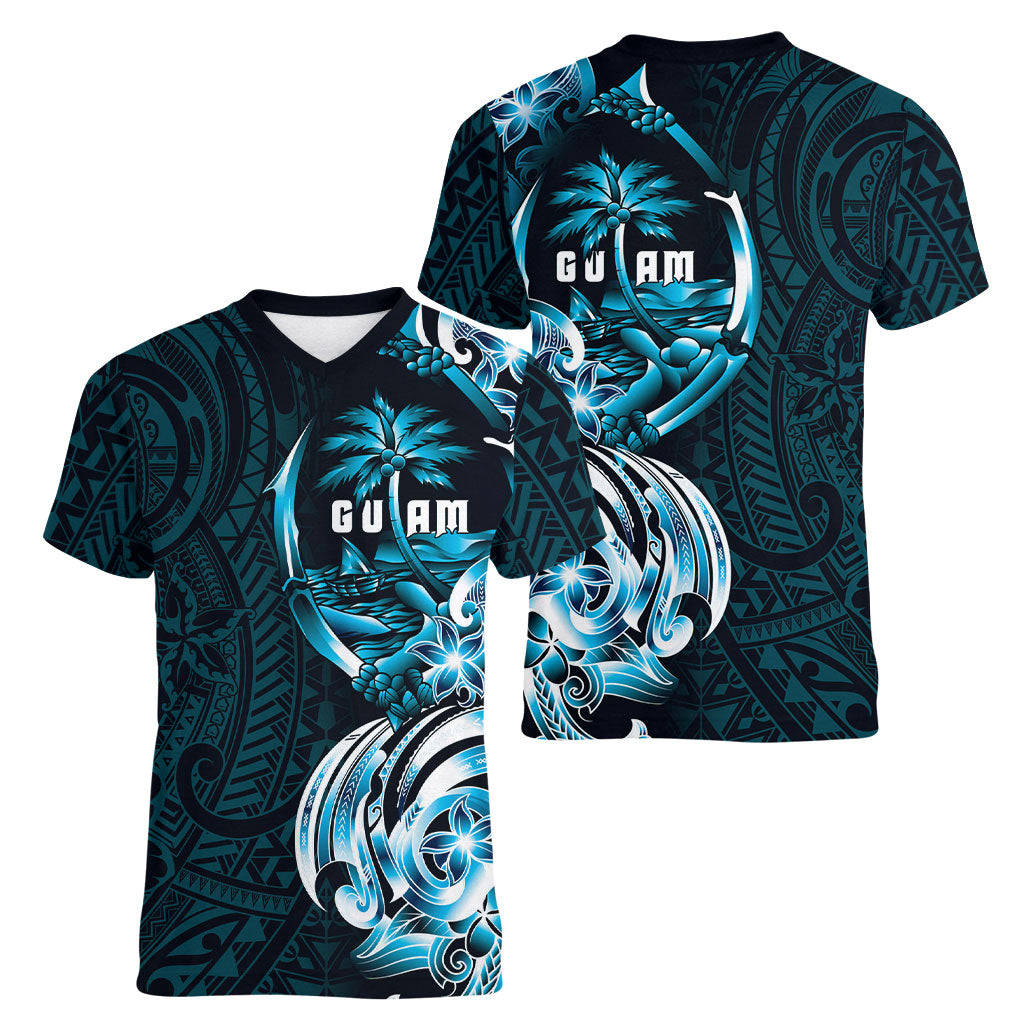 Asut Guam Chamorro Women V-Neck T-Shirt Guahan Seal Tattoo LT14 - Polynesian Pride