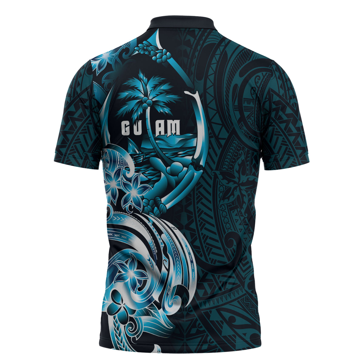 Asut Guam Chamorro Zipper Polo Shirt Guahan Seal Tattoo LT14 - Polynesian Pride