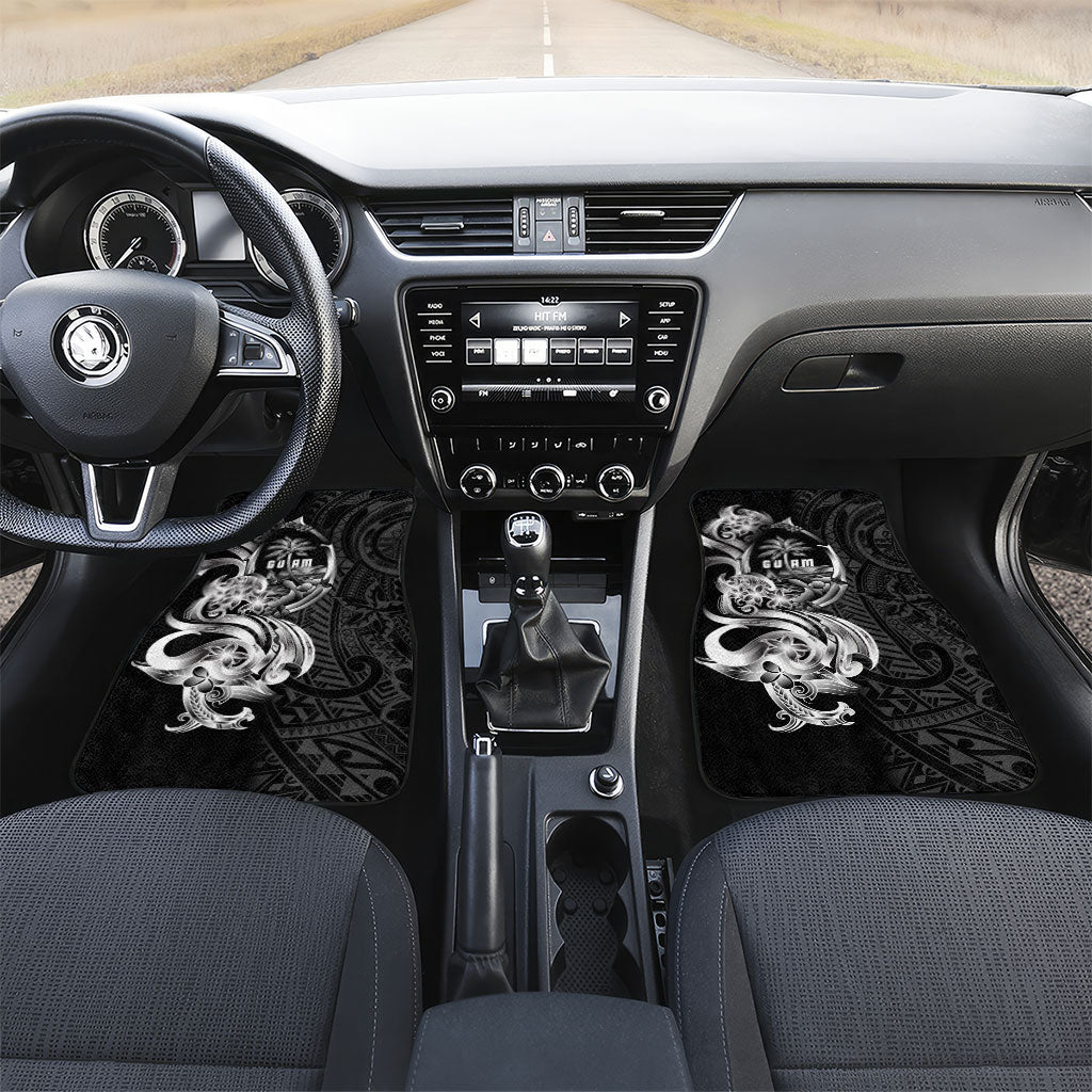 Attelong Guam Chamorro Car Mats Guahan Seal Tattoo LT14 Set 2pcs - Front Black - Polynesian Pride