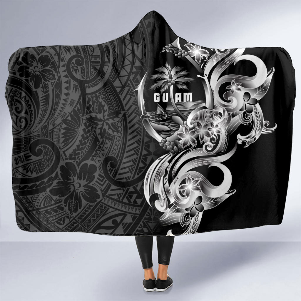 Attelong Guam Chamorro Hooded Blanket Guahan Seal Tattoo LT14 One Size Black - Polynesian Pride